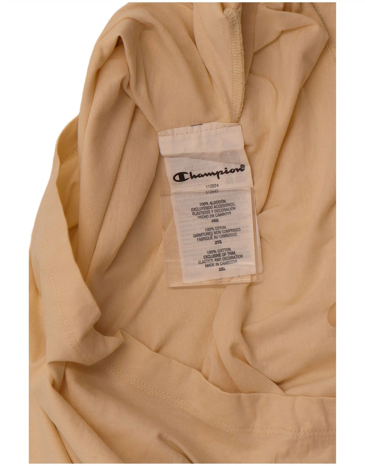 CHAMPION Damen-Grafik-T-Shirt-Oberteil UK 20 2XL Beige Baumwolle