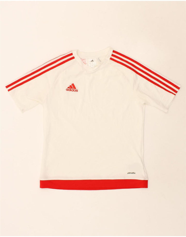 ADIDAS Boys Climalite T-Shirt Top 13-14 Years White Polyester Vintage Adidas and Second-Hand Adidas from Messina Hembry 