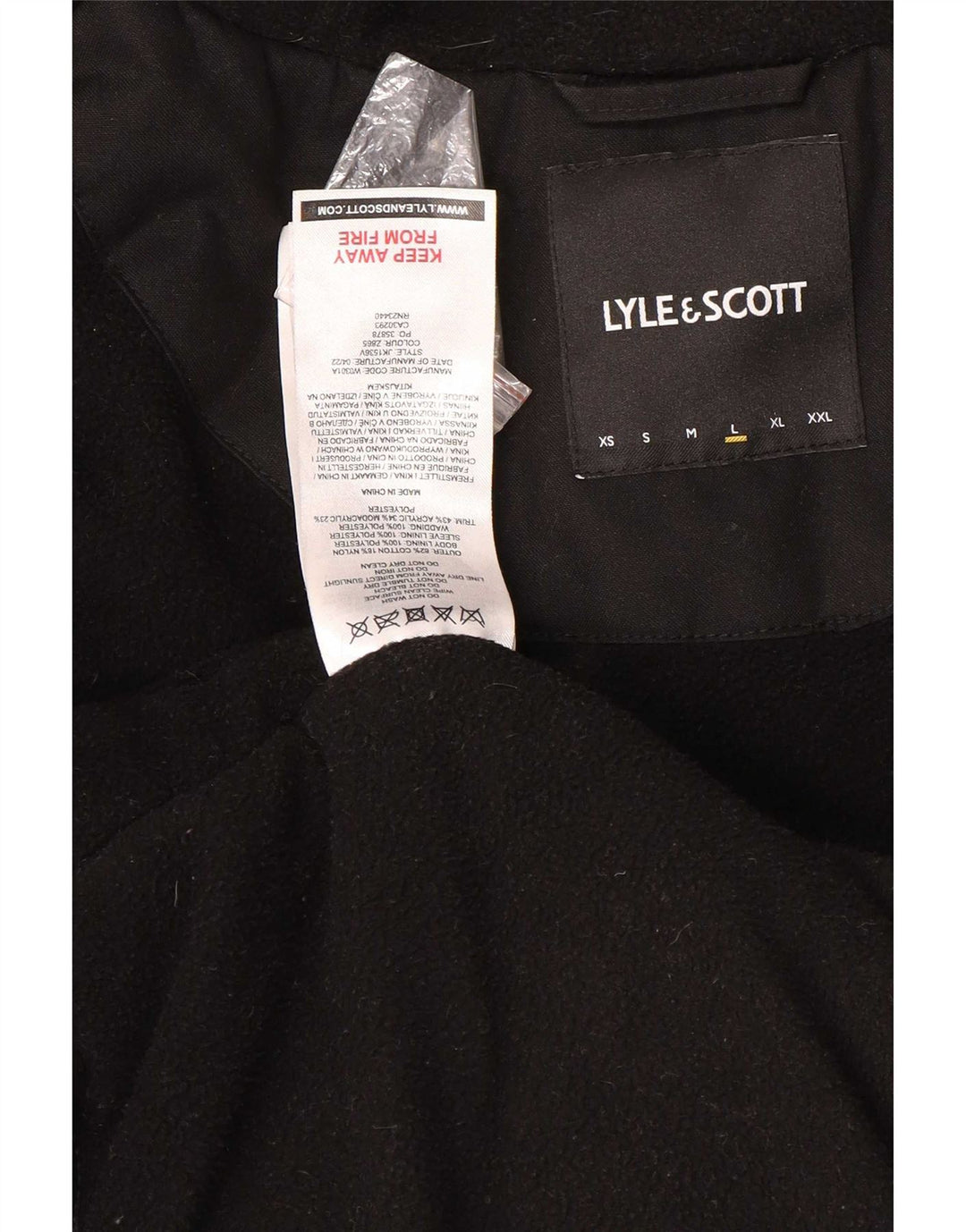 Lyle & Scott Herren-Parka mit Kapuze, UK 40, Größe L, Schwarz, Baumwolle