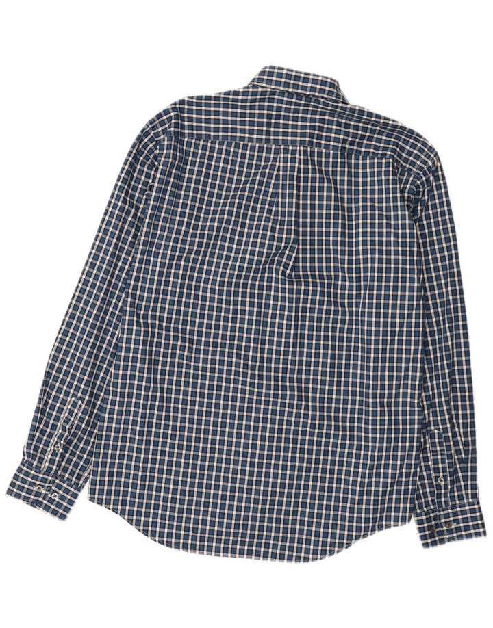 Lacoste Herren-Hemd mit normaler Passform, Größe 42, groß, blau kariert, Baumwolle