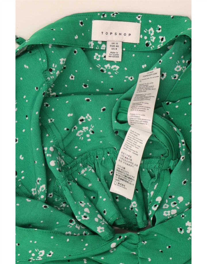 Topshop Damen Cami Top UK 12 Mittelgrünes Blumenmuster aus Polyester