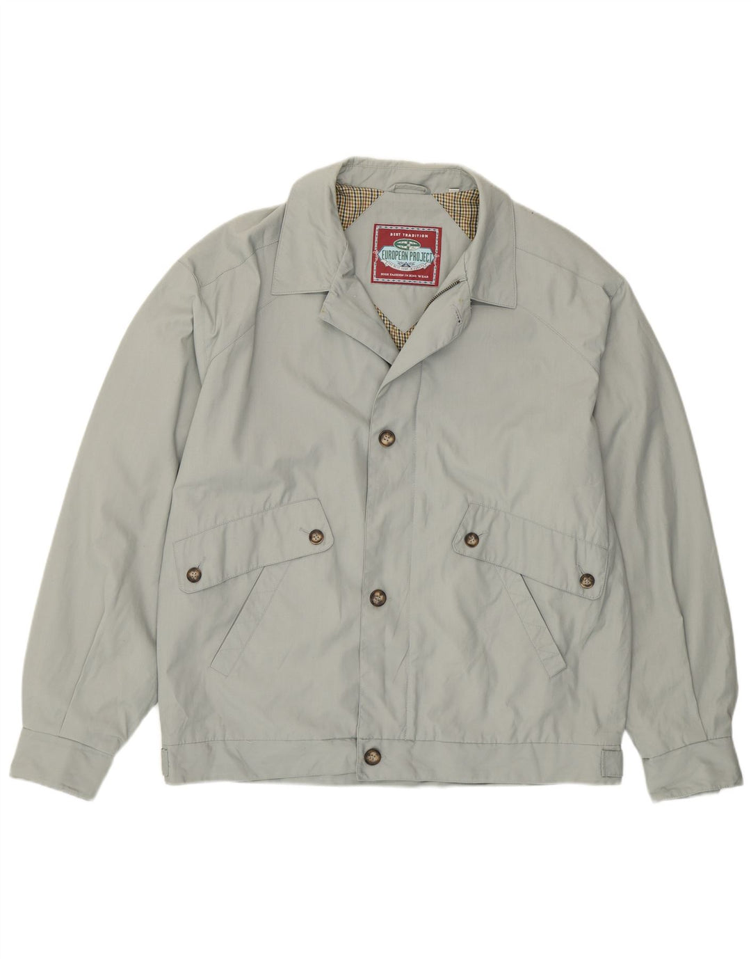European Project Herren Bomberjacke UK 40 Large Grau Polyester