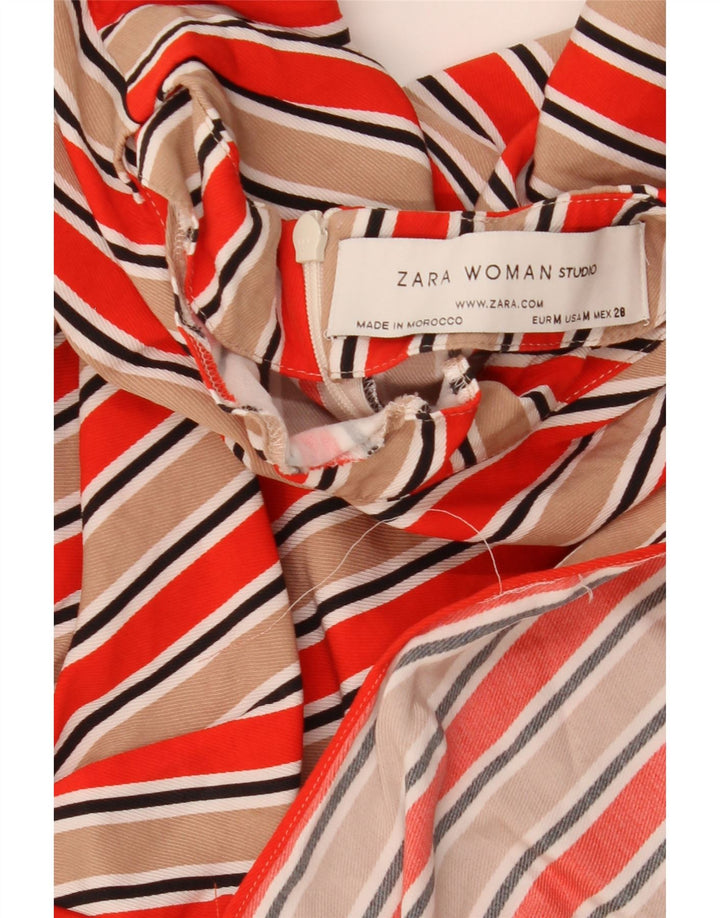 ZARA Damen Blusenoberteil UK 12 Medium Mehrfarbig gestreift