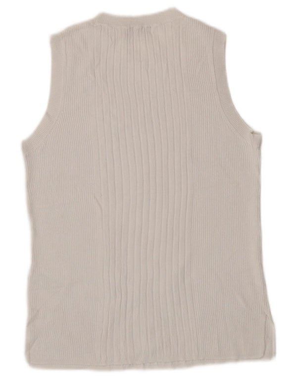 Marks & Spencer Damen Weste Tank Top UK 14 Large Weiße Viskose
