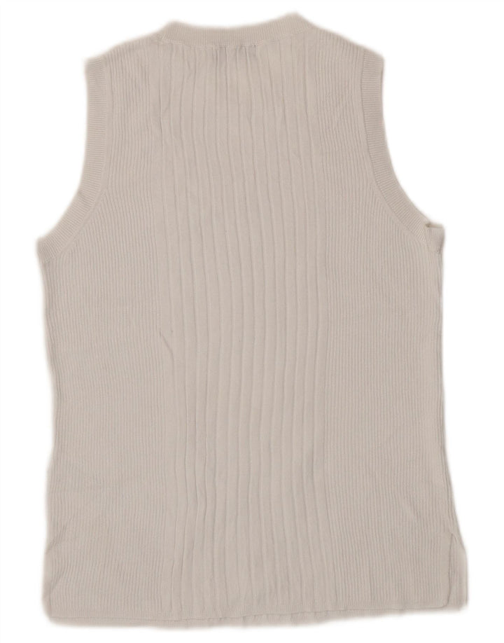 Marks & Spencer Damen Weste Tank Top UK 14 Large Weiße Viskose
