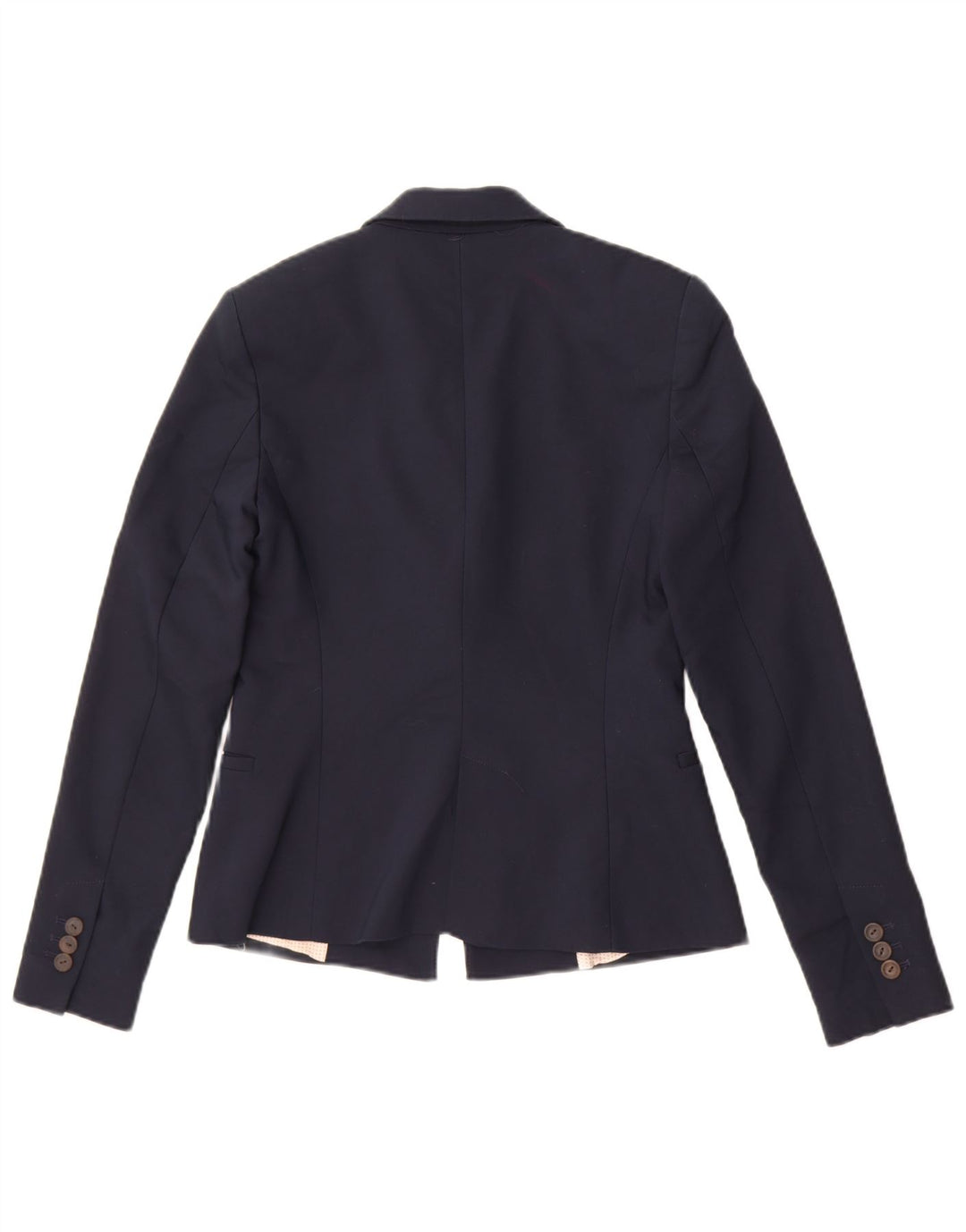 Zara Damen 1-Knopf-Blazerjacke UK 10 Small Marineblaue Baumwolle
