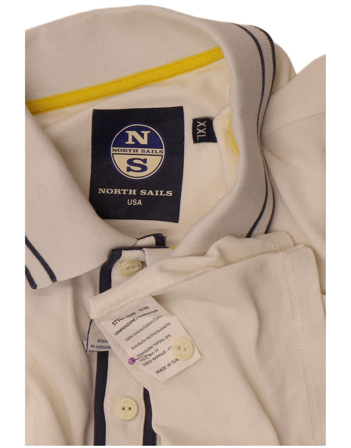 North Sails Herren Poloshirt 2XL weiß gestreift aus Baumwolle