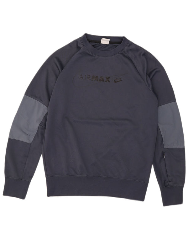 Nike Herren-Sweatshirt mit Grafik, Größe S, Marineblau, Farbblock-Polyester