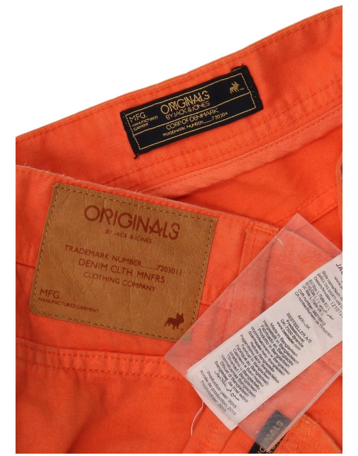 JACK & JONES Mens Denim Shorts Large W36 Orange Cotton
