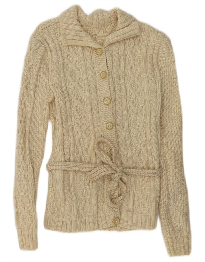 Vintage Damen Cardigan Pullover UK 14 Medium Beige