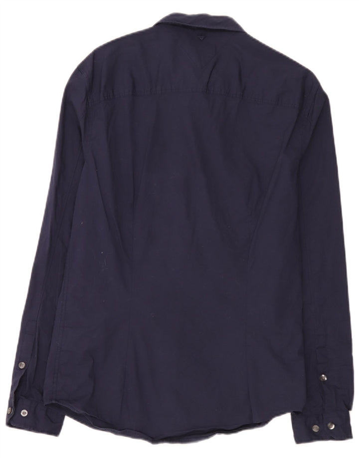 Tommy Hilfiger Herren-Slim-Hemd aus mittelblauer, marineblauer Baumwolle