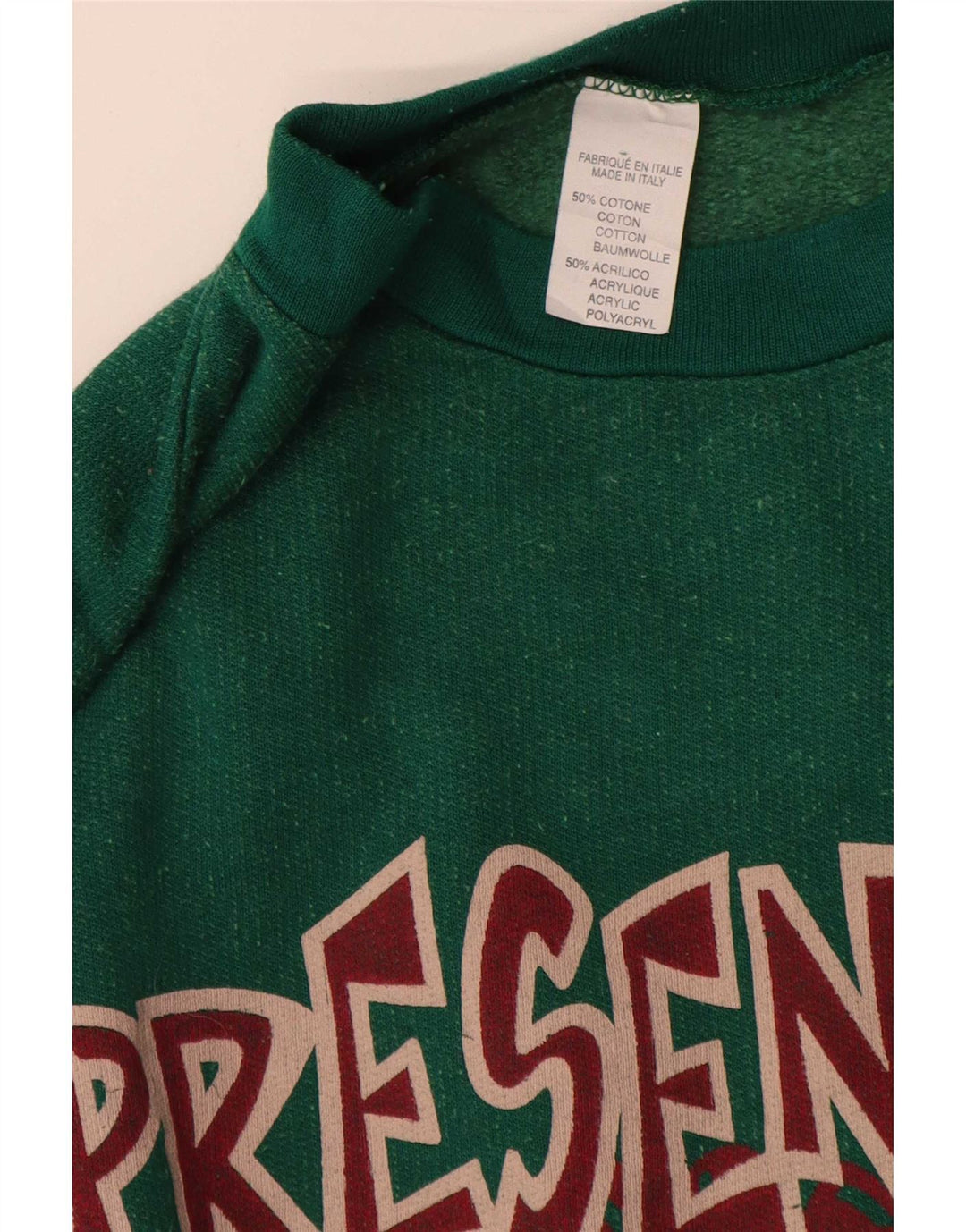 Vintage Herren Grafik Sweatshirt Pullover XL Grüne Baumwolle