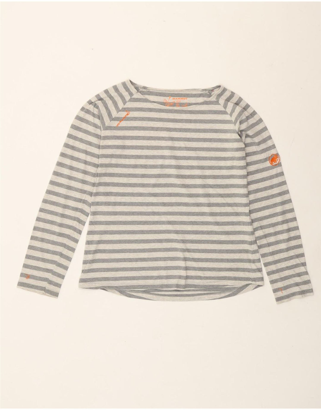 Mammut Damen Top Langarm UK 14 Large Grau gestreift