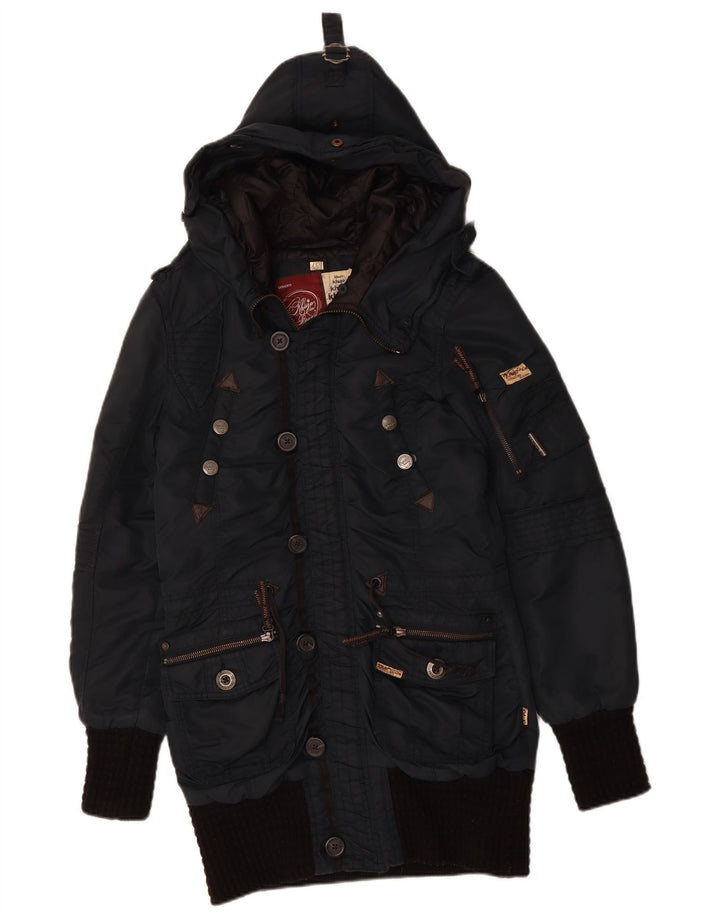 KHUJO Herren-Parka mit Kapuze, UK 38, mittelmarineblau