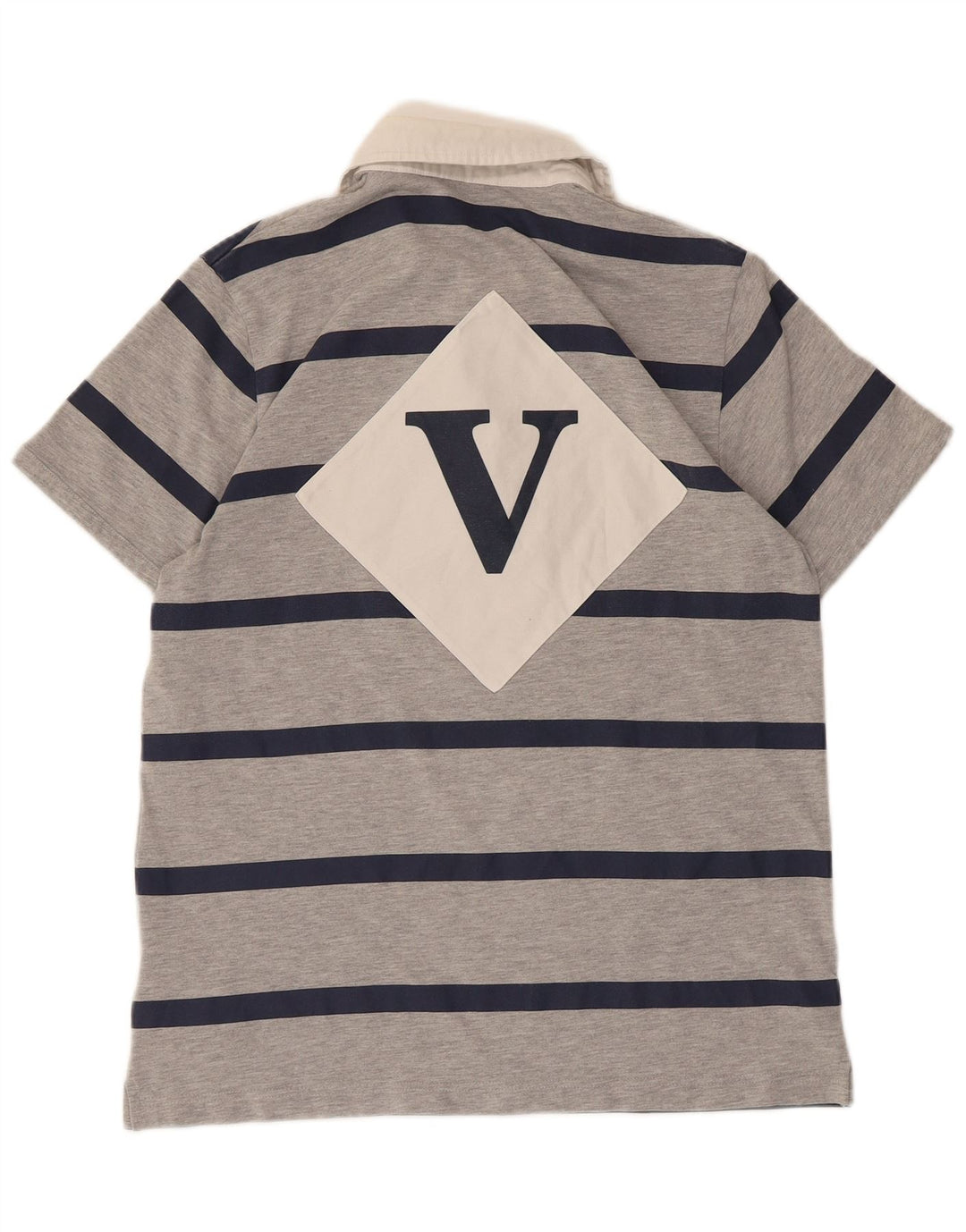 Adidas Herren-Rugby-Poloshirt mit Grafik, mittelgrau, gestreift, Polyester