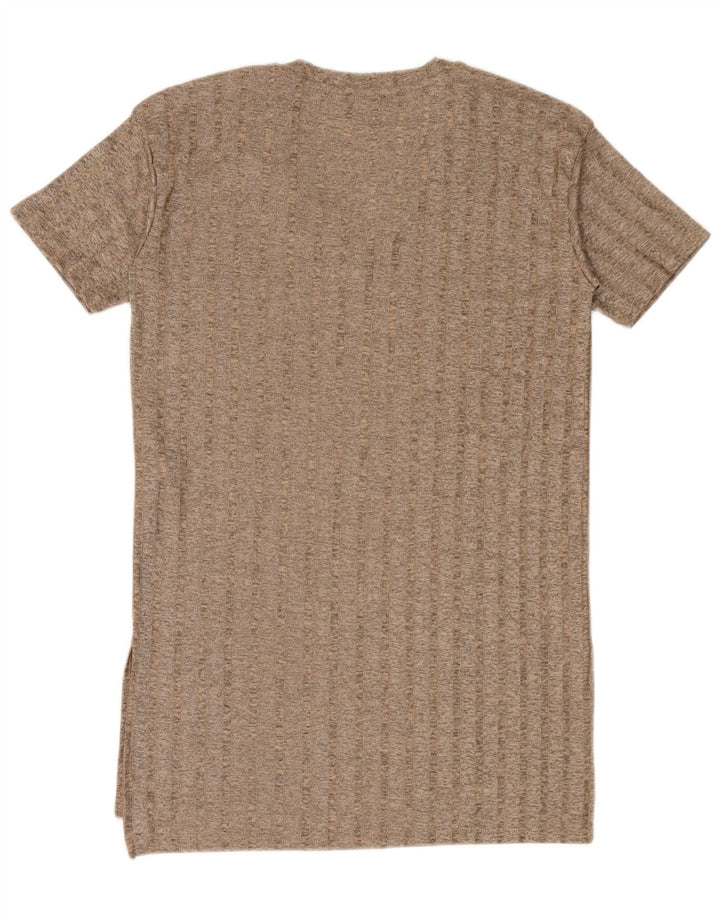 Zara Damen T-Shirt-Kleid UK 16 Large Braun Polyester
