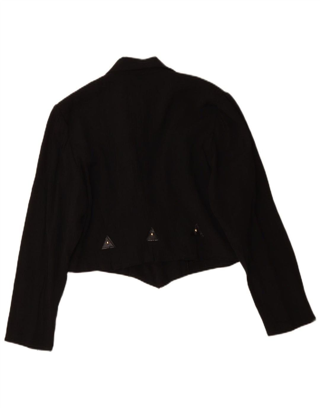 Vintage Damen Crop Zweireiher Blazer Jacke UK 16 Large Schwarz