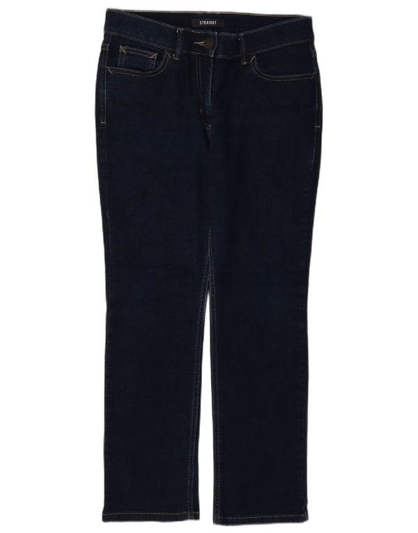Marks & Spencer Damen Straight Jeans UK 12 Medium W30 L27 Marineblau Baumwolle