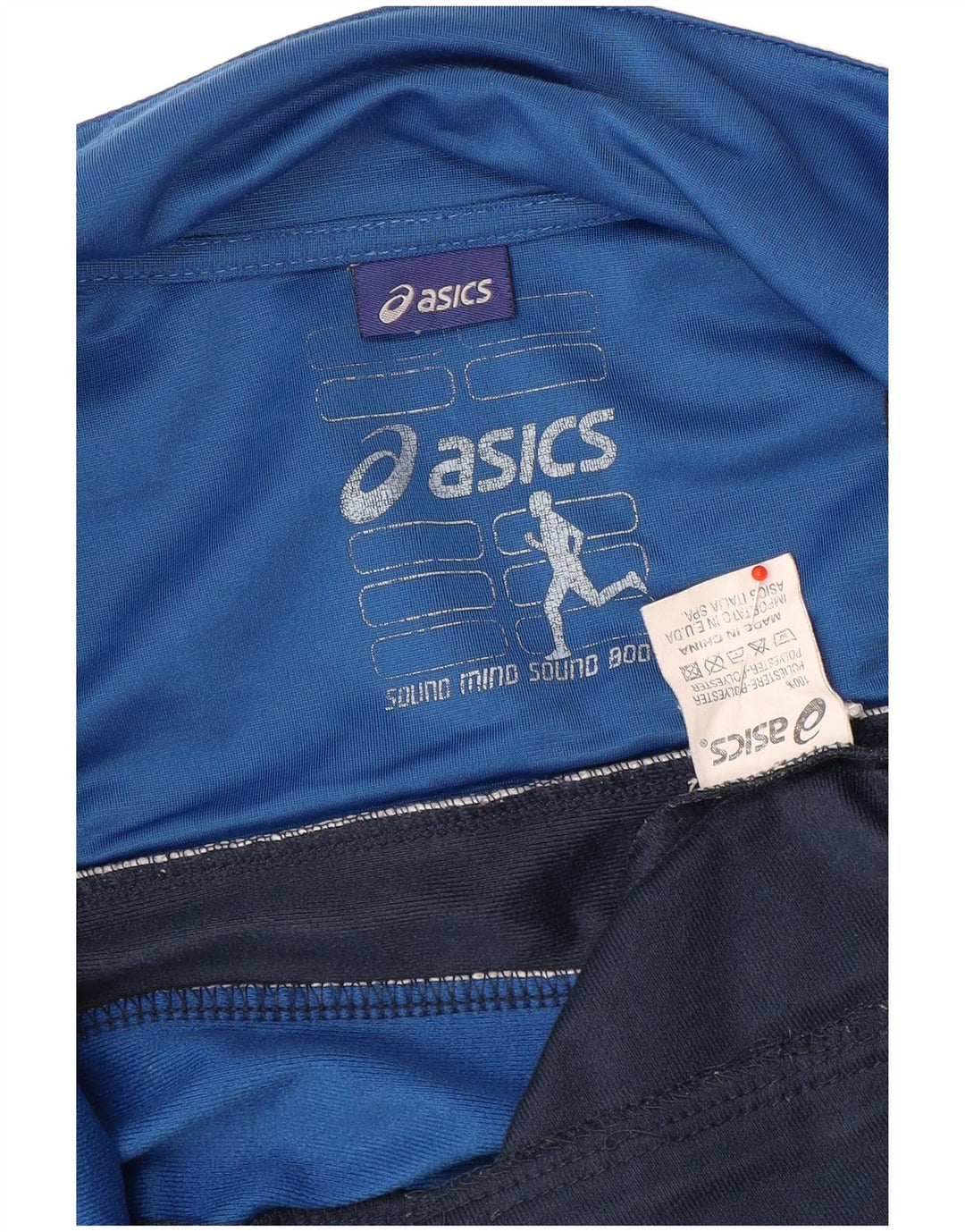 Asics Herren-Trainingsanzugoberteil mit Grafik, Größe S, Marineblau, Farbblock