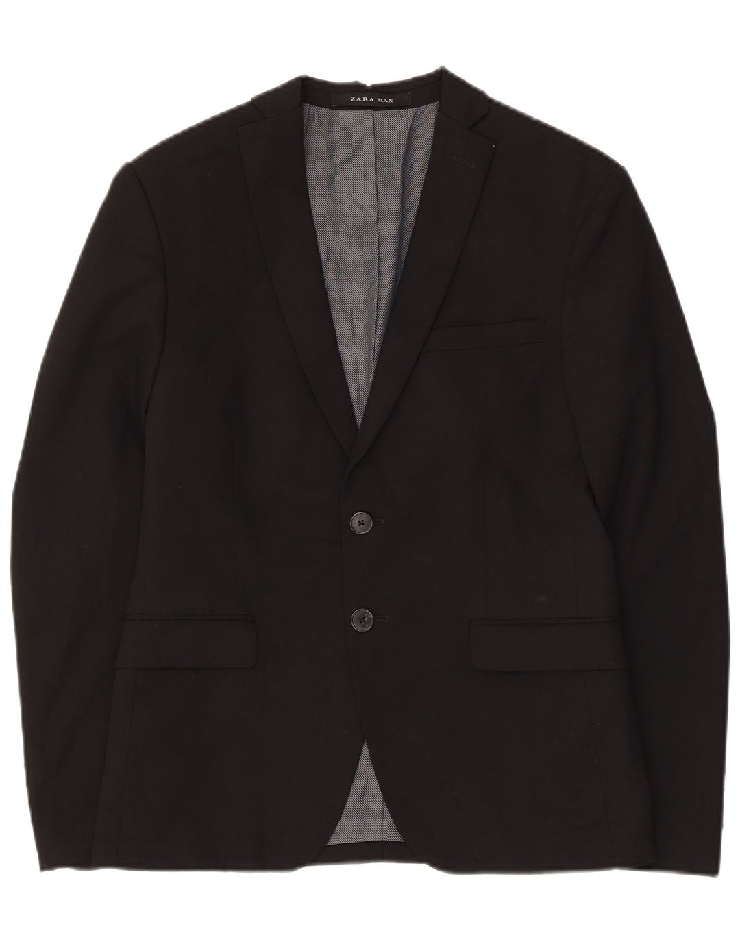 ZARA Herren 2-Knopf-Blazerjacke UK 34 XS Schwarze Viskose