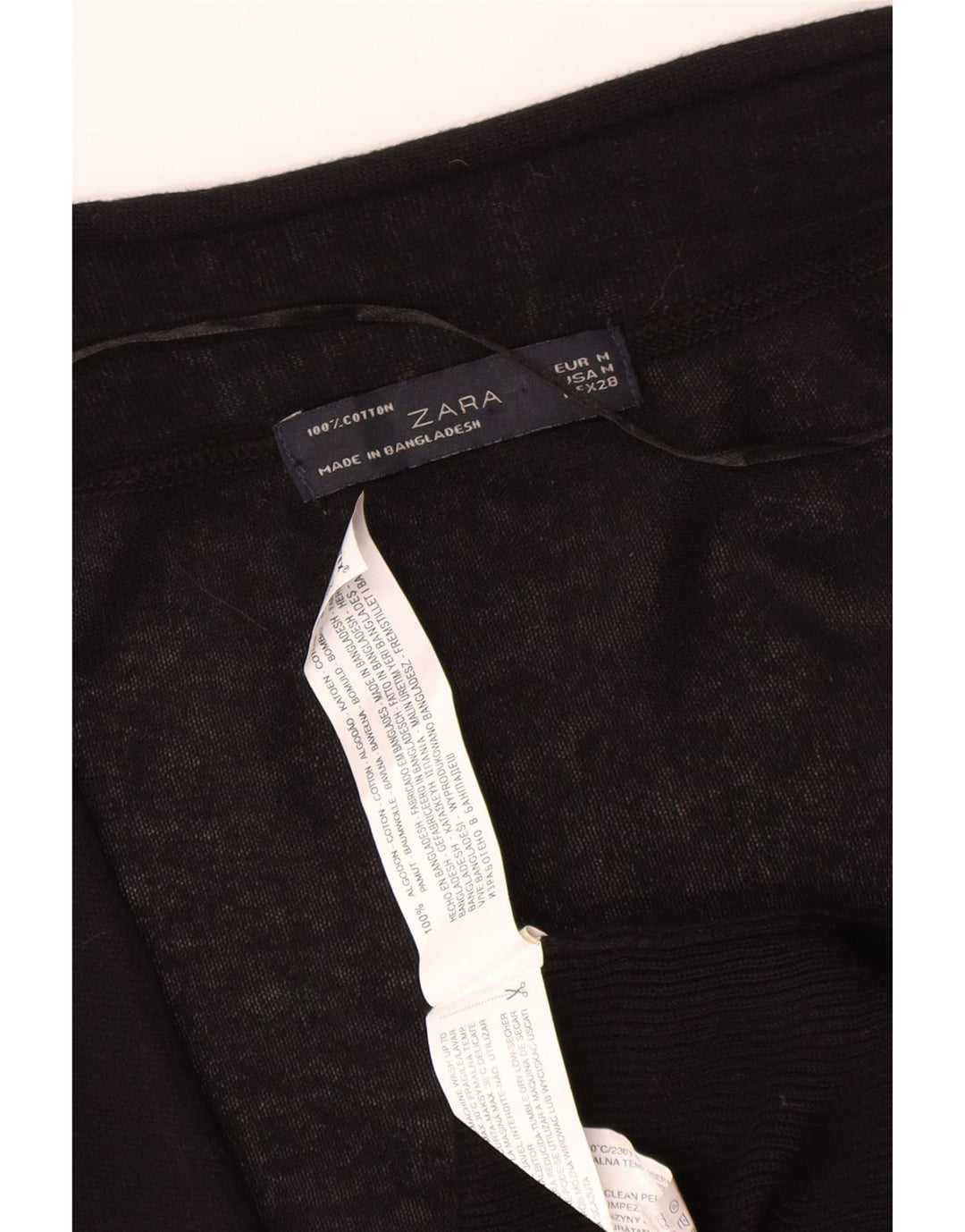 Zara Damen Longline Open Cardigan Pullover UK 12 Mittelschwarze Baumwolle