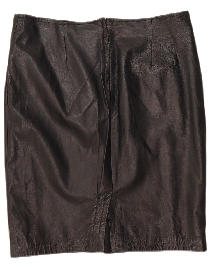 Vintage Damen Lederrock IT 50 XL W36 Schwarzes Leder
