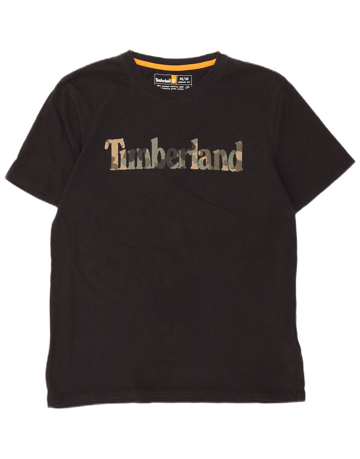 TIMBERLAND Mens Regular Fit Graphic T-Shirt Top Medium Black Cotton