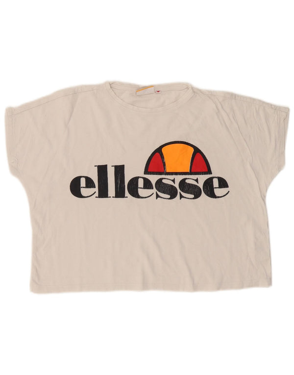 ELLESSE Womens Heritage Oversized Crop Graphic T-Shirt Top UK 6 XS White