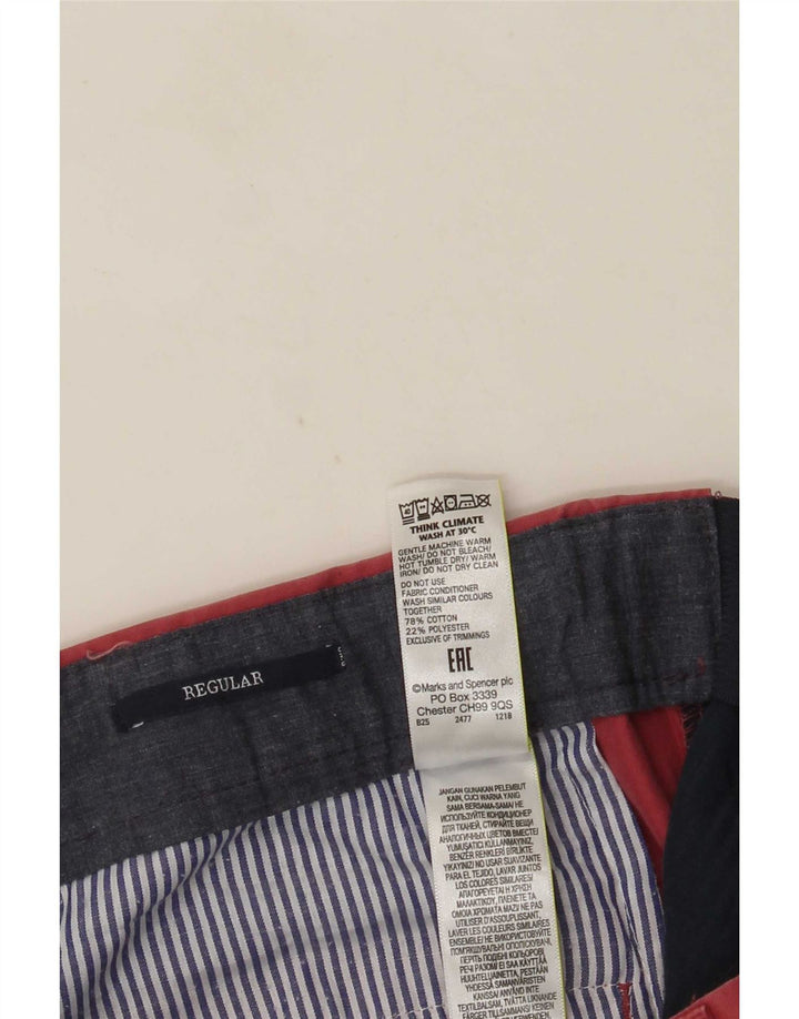 Marks & Spencer Herren-Anzughose, gerade, normal, W32, L28, Rosa, Baumwolle