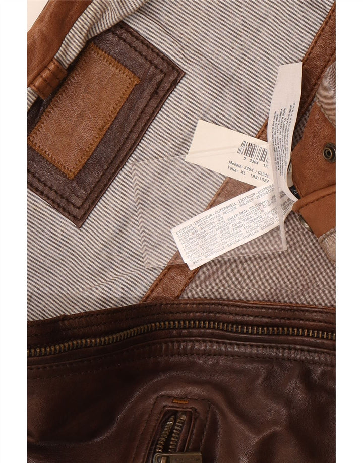 Massimo Dutti Herren Leder Bikerjacke UK 42 XL Braunes Leder