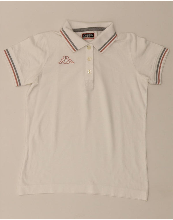 Kappa Damen Poloshirt UK 10 Small Weiße Baumwolle