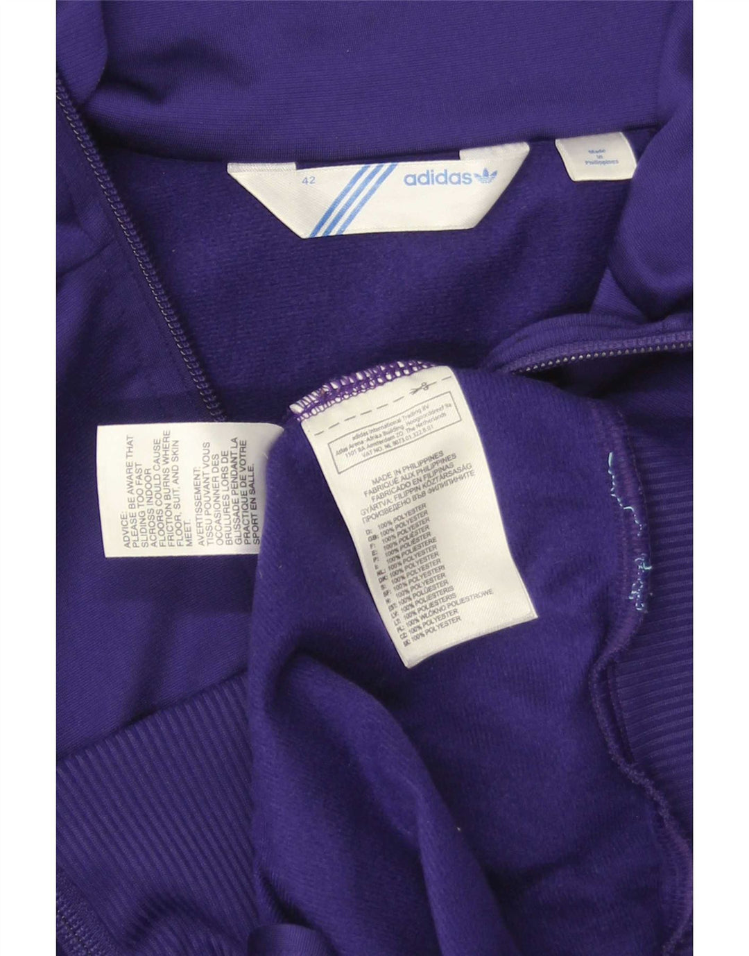 Adidas Damen Trainingsanzug Top Jacke IT 42 Medium Lila Polyester