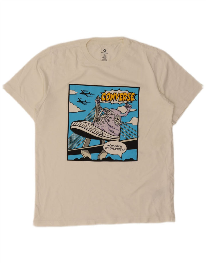 Converse Herren-T-Shirt mit Grafik, Größe S, weiße Baumwolle