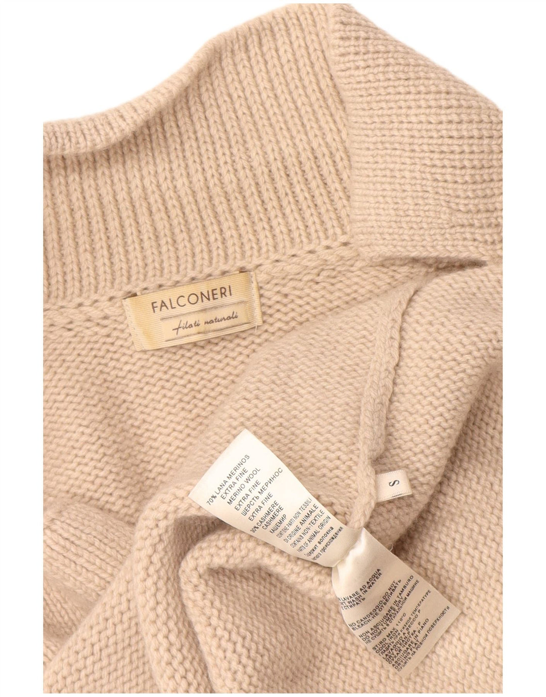 Falconeri Damen-Cardigan-Pullover UK 10 Small Beige Wolle