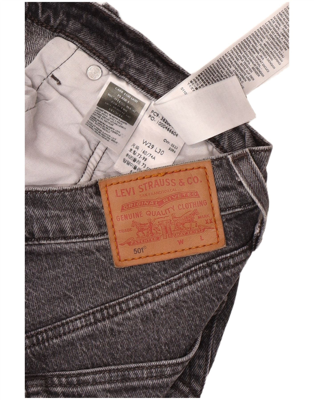 LEVI'S Herren 501 Straight Jeans W29 L30 Graue Baumwolle