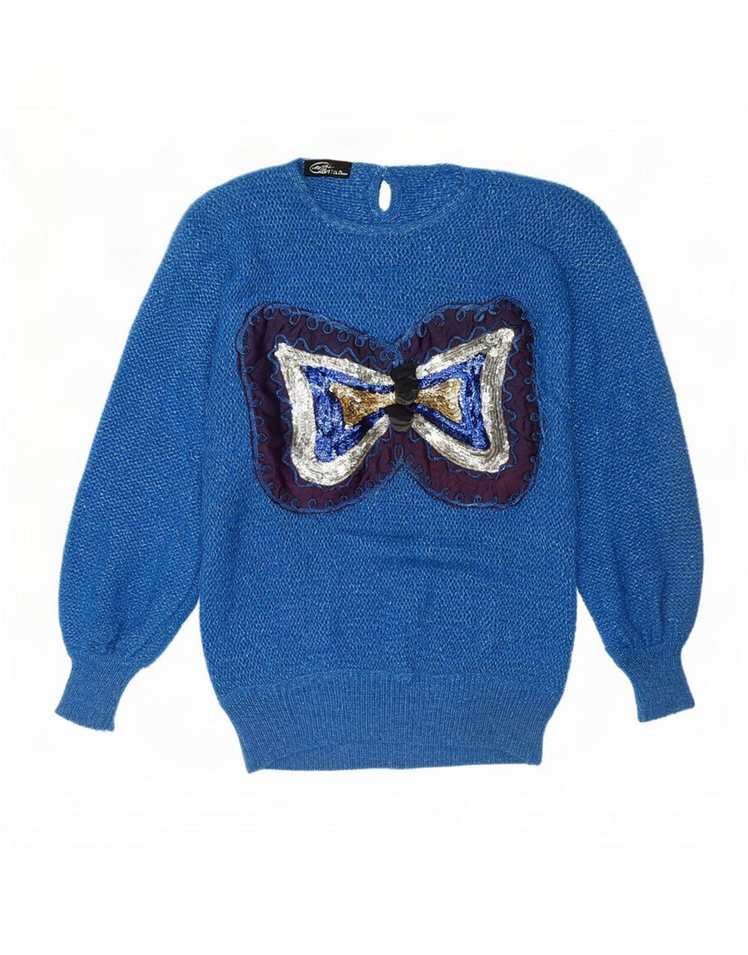 Vintage Damen Rundhalspullover Pullover UK 16 Groß Blau