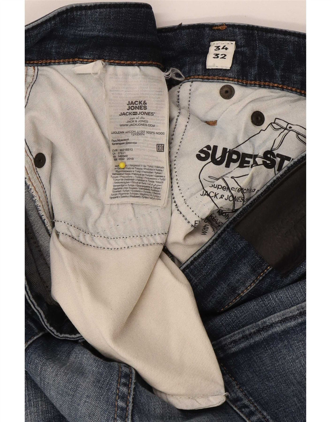 Jack & Jones Herren GLENN Slim Jeans W34 L32 Blaue Baumwolle