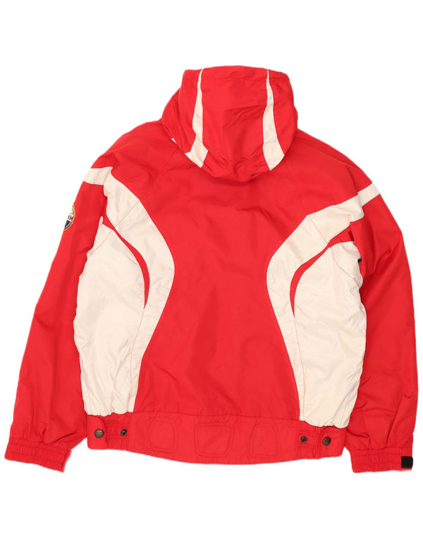 Ladakh Herren-Skijacke mit Kapuze, EU 50, großes rotes Farbblock-Polyester