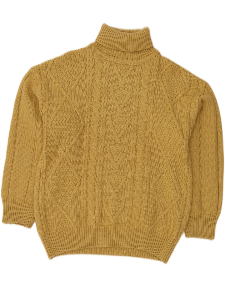 VINTAGE Rollkragenpullover für Damen IT 48 XL Gelbe Wolle