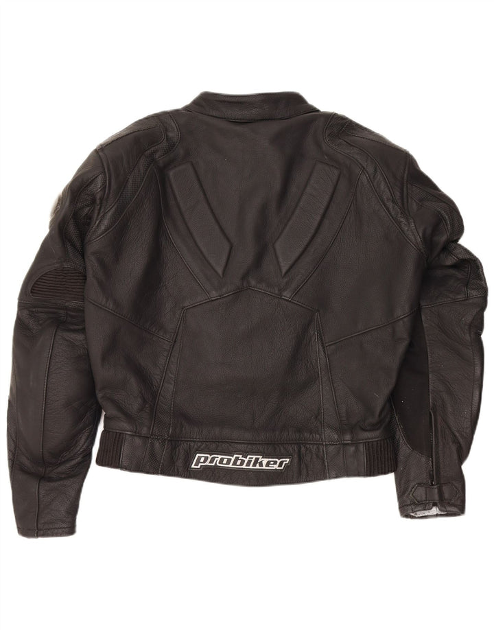 Probiker Herren-Motorrad-Leder-Bikerjacke, EU 50, großes schwarzes Leder