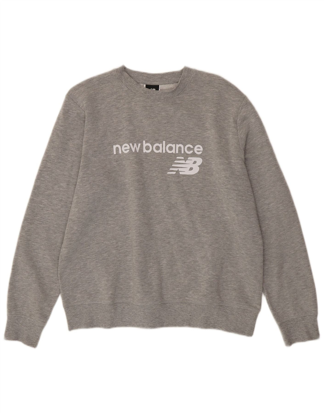 NEW BALANCE Damen Grafik-Sweatshirt-Pullover UK 16 Große graue Baumwolle