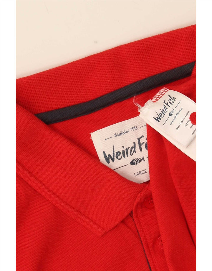 Weird Fish Herren-Poloshirt, groß, rote Baumwolle