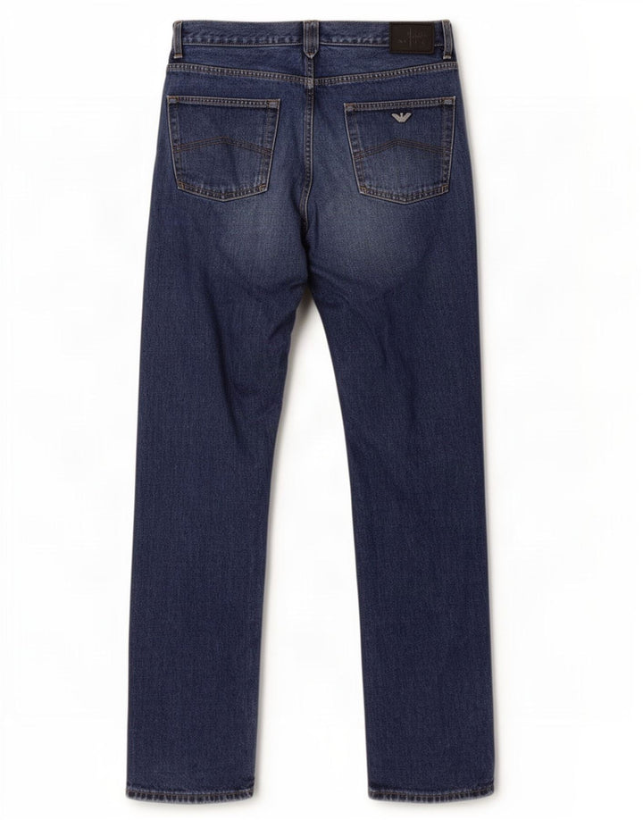 Armani Herren Straight Jeans W38 L34 Marineblaue Baumwolle