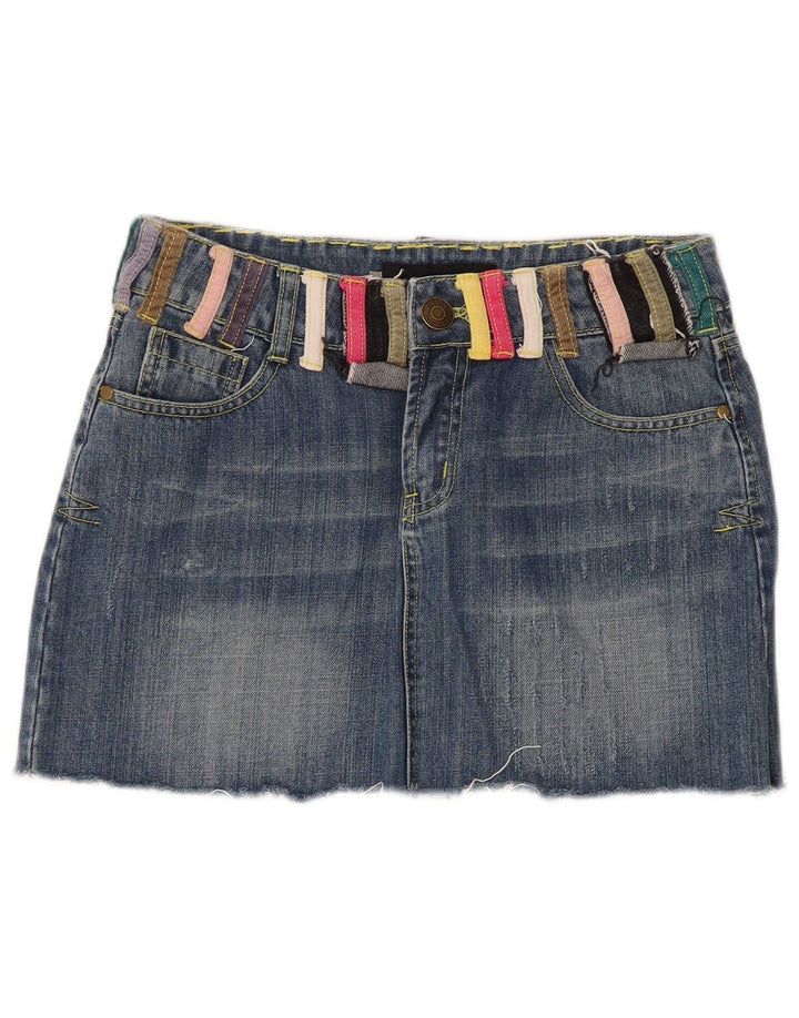 Dsquared2 Damen Mini-Jeansrock IT 42 Medium W30 Blaue Colourblock-Baumwolle