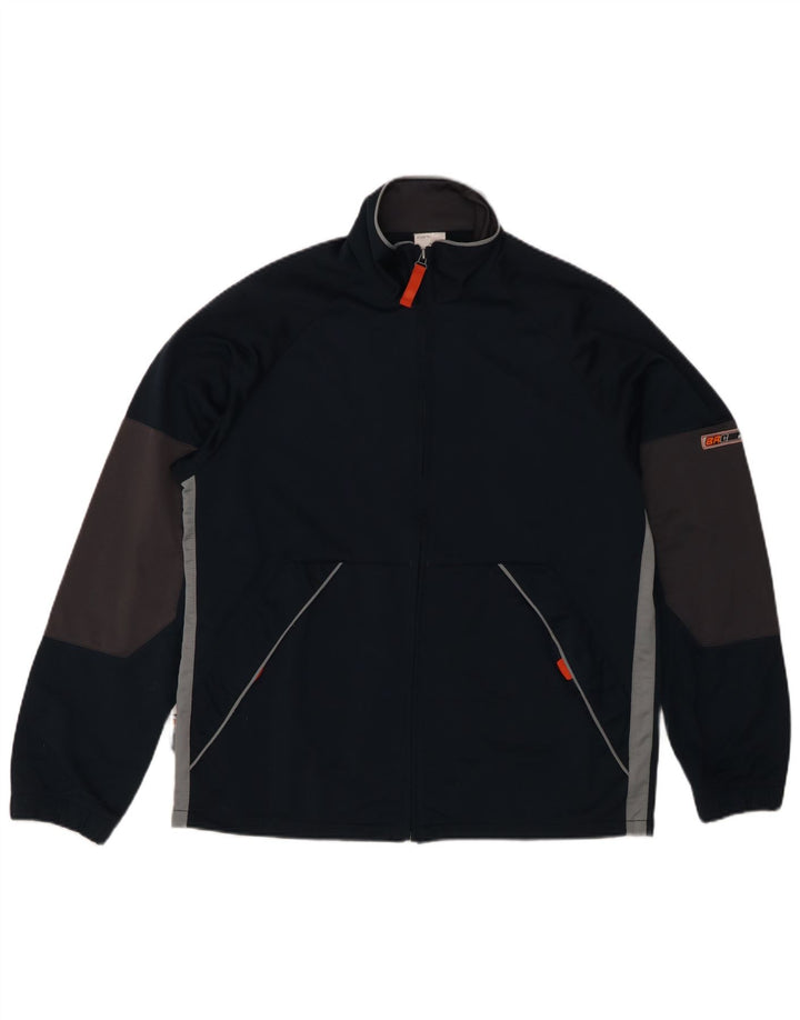 Brugi Herren-Trainingsanzug-Oberteil, mittleres marineblaues Farbblock-Polyester