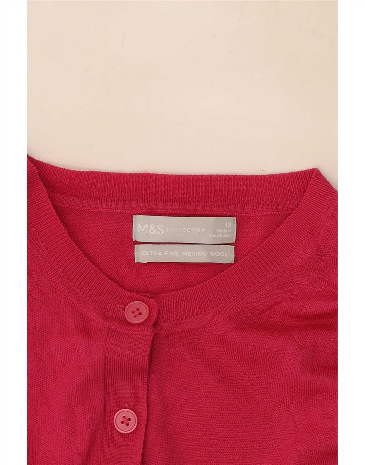 Marks & Spencer Damen-Cardigan-Pullover UK 12 Mittelrosa Wolle