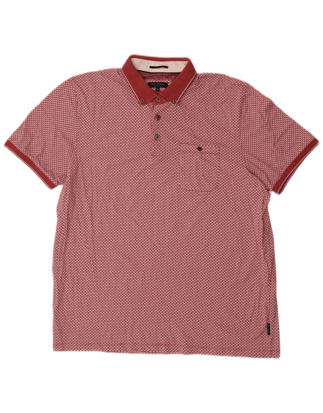 Ted Baker Herren-Poloshirt mit abstraktem Muster, Größe 6 2XL, rote Baumwolle