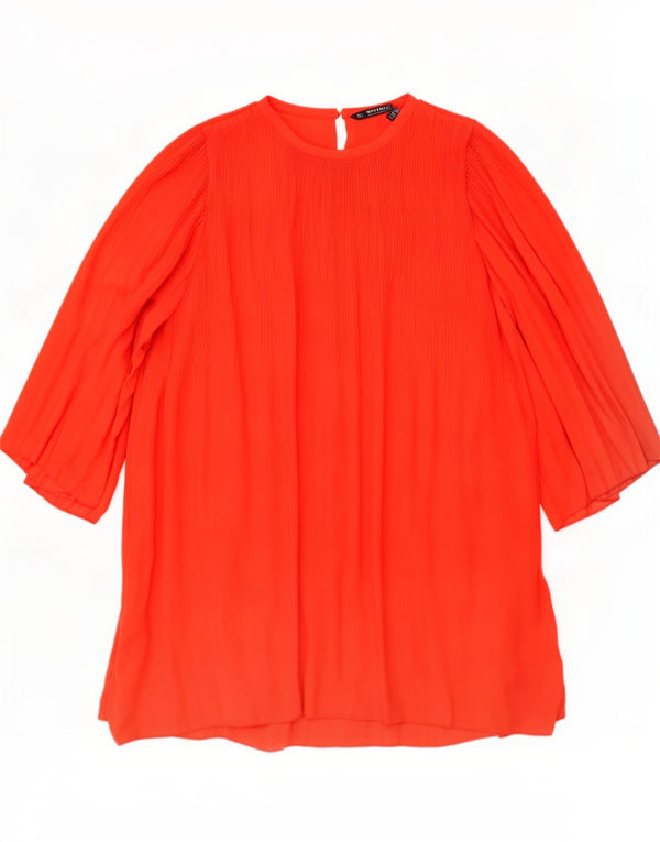 Zara Damen Übergroßes Langarm-Zeltkleid UK 16 Large Rot Polyester