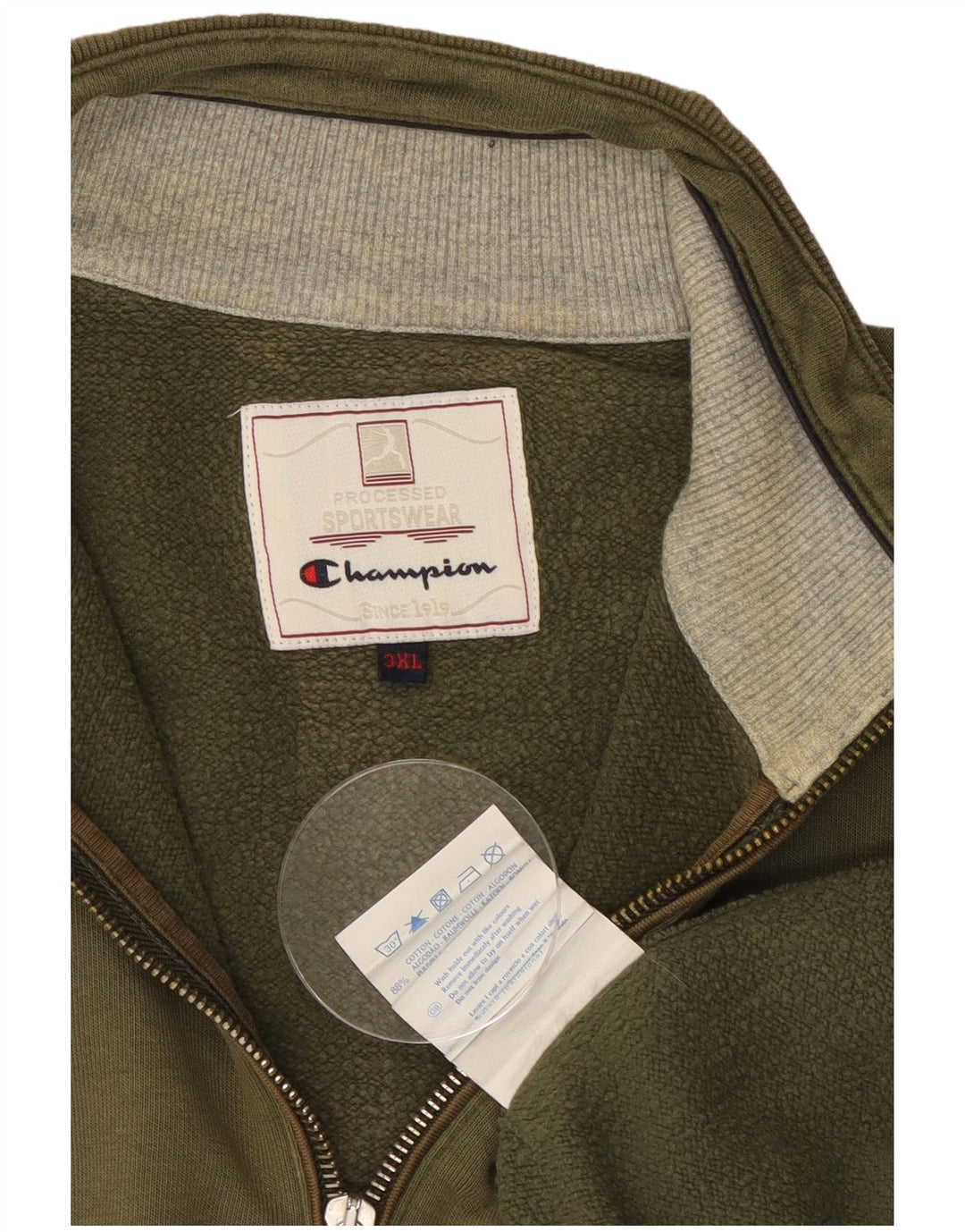 CHAMPION Herren-Sweatshirt mit Reißverschluss am Hals, 3XL, Khaki, Baumwolle