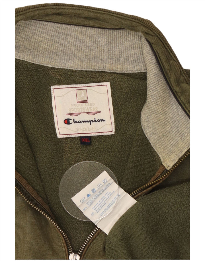 CHAMPION Herren-Sweatshirt mit Reißverschluss am Hals, 3XL, Khaki, Baumwolle